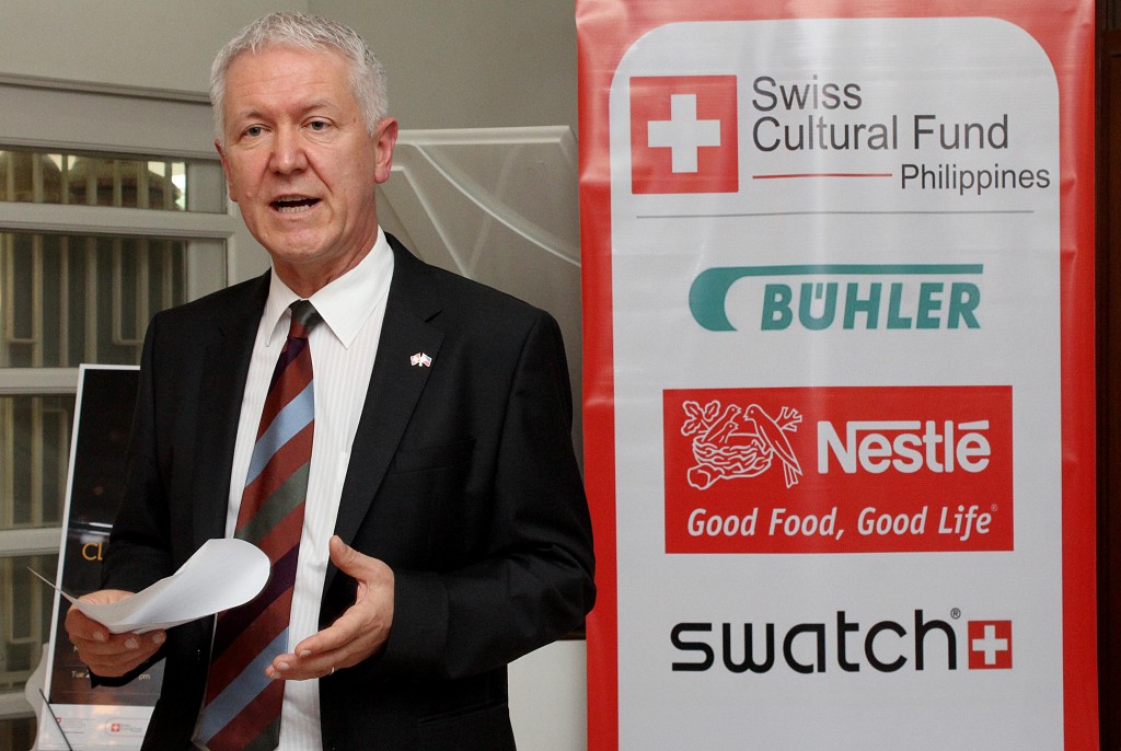 H.E. Ivo Sieber explaining the Swiss Cultural Fund Philippines